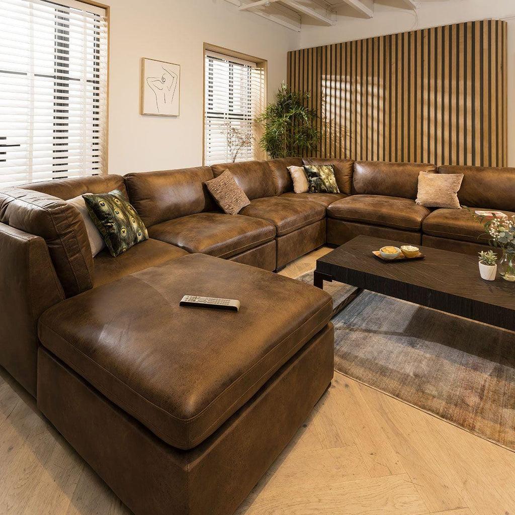 Mikey 6 Seater U-Shape Sofa Brown 380x285cm 9R