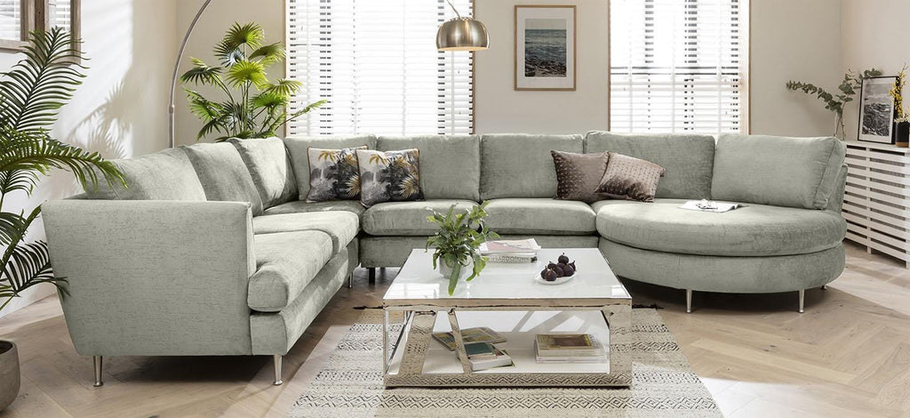 Quatropi 6 Seater Modular Corner Sofa - Round Chaise End L/H, Tessa 397x260cm