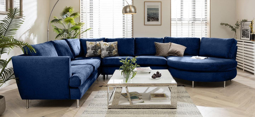 Quatropi 6 Seater Modular Corner Sofa - Round Chaise End L/H, Tessa 397x260cm