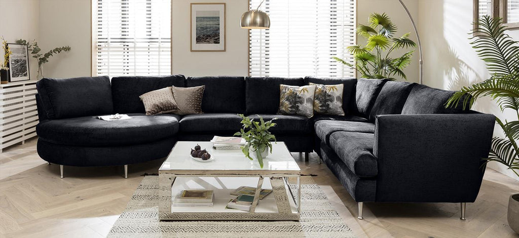 Quatropi 6 Seater Modular Corner Sofa - Round Chaise End R/H, Tessa 397x260cm