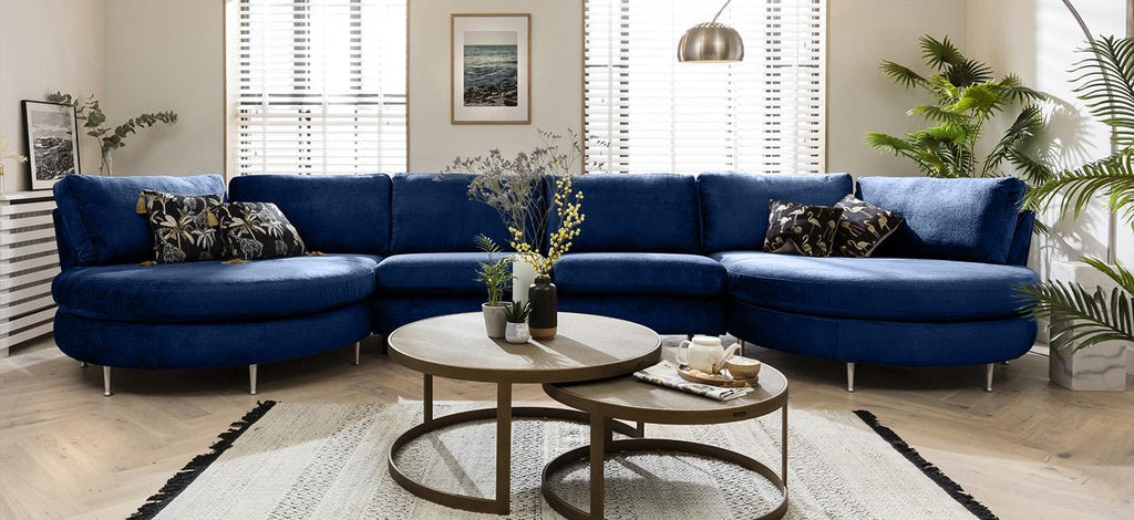 Quatropi 7 Seater Modular Sofa - Double Round Chaise Ends, Tessa 489x165cm