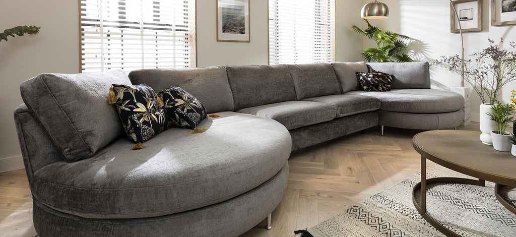 Quatropi 7 Seater Modular Sofa - Double Round Chaise Ends, Tessa 489x165cm