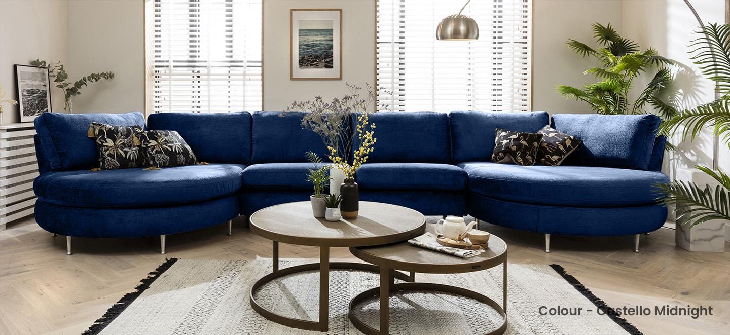 Quatropi 7 Seater Modular Sofa - Double Round Chaise Ends, Tessa 489x165cm