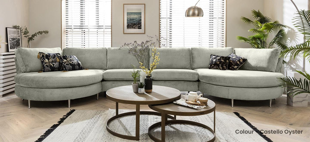 Quatropi 7 Seater Modular Sofa - Double Round Chaise Ends, Tessa 489x165cm