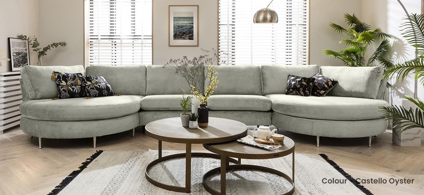 Quatropi 7 Seater Modular Sofa - Double Round Chaise Ends, Tessa 489x165cm