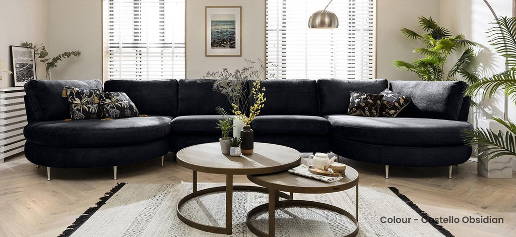 Quatropi 7 Seater Modular Sofa - Double Round Chaise Ends, Tessa 489x165cm