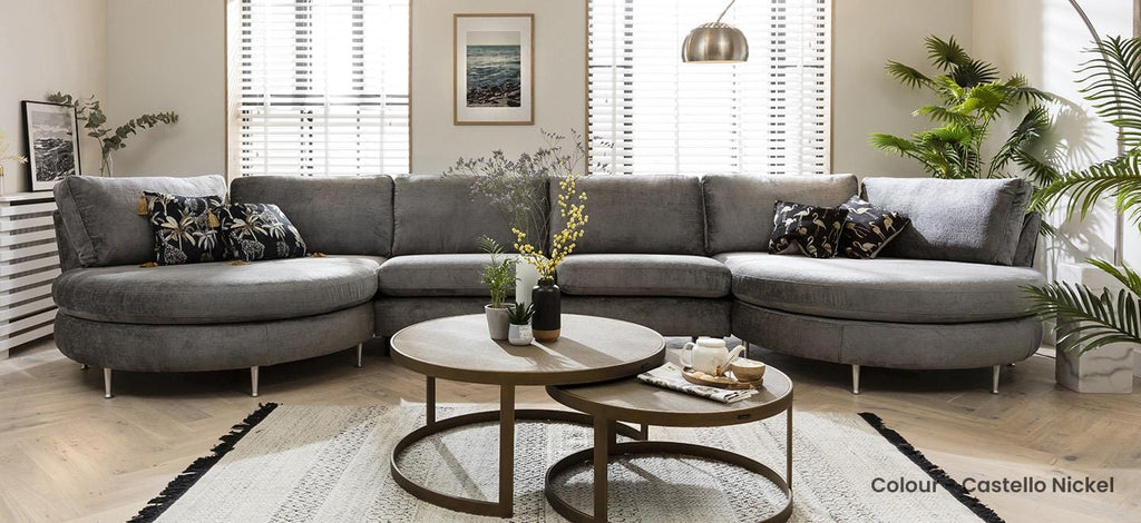 Quatropi 7 Seater Modular Sofa - Double Round Chaise Ends, Tessa 489x165cm