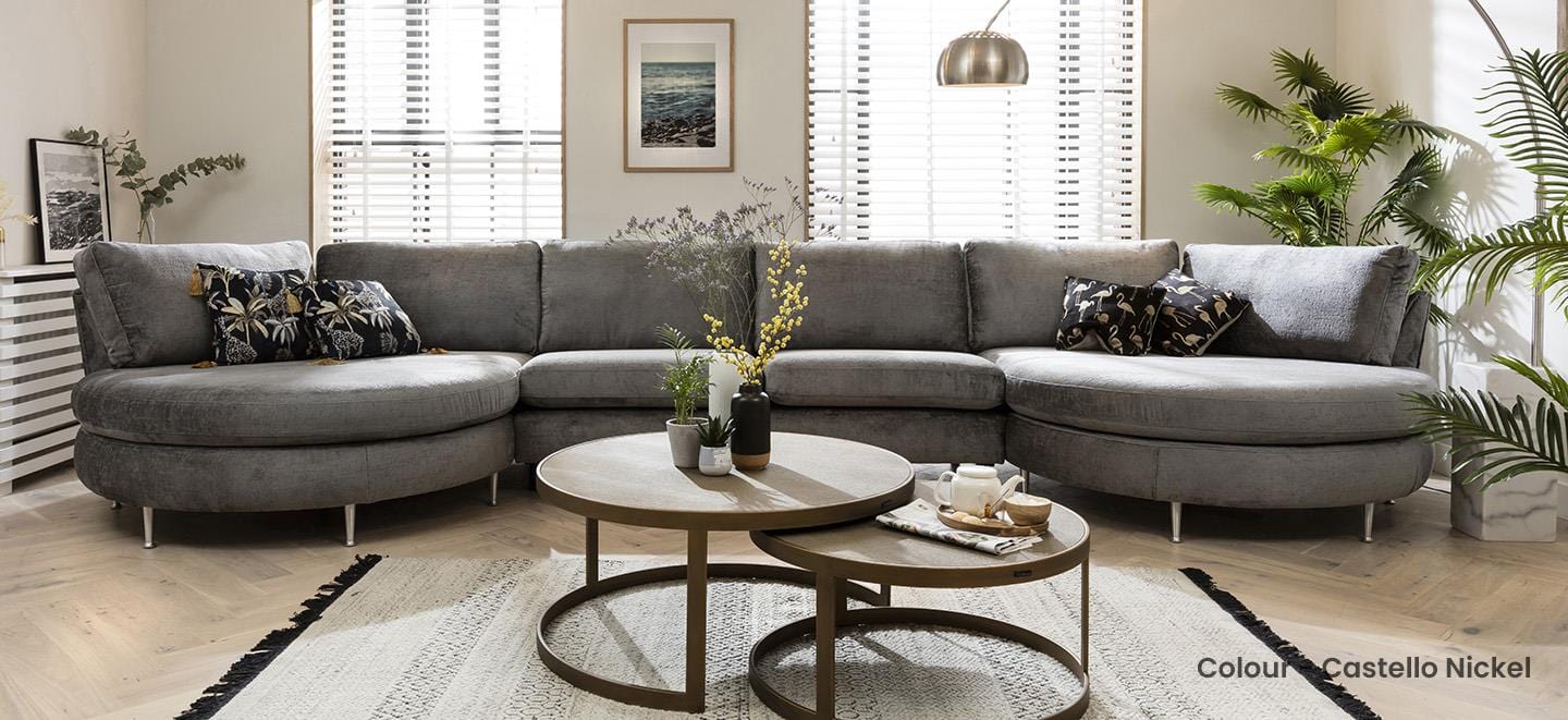 Quatropi 7 Seater Modular Sofa - Double Round Chaise Ends, Tessa 489x165cm