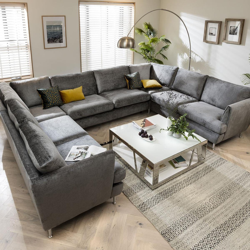 Quatropi 7 Seater Modular U-Shape Sofa - Open End Cinema Sofa, Tessa 365x260cm