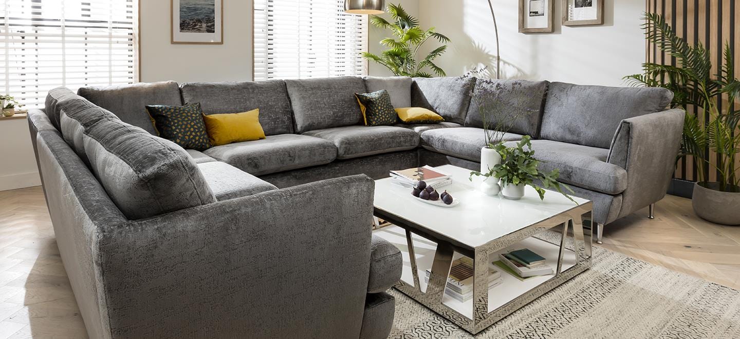 Quatropi 7 Seater Modular U-Shape Sofa - Open End Cinema Sofa, Tessa 365x260cm