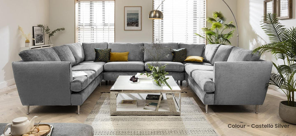 Quatropi 7 Seater Modular U-Shape Sofa - Open End Cinema Sofa, Tessa 365x260cm