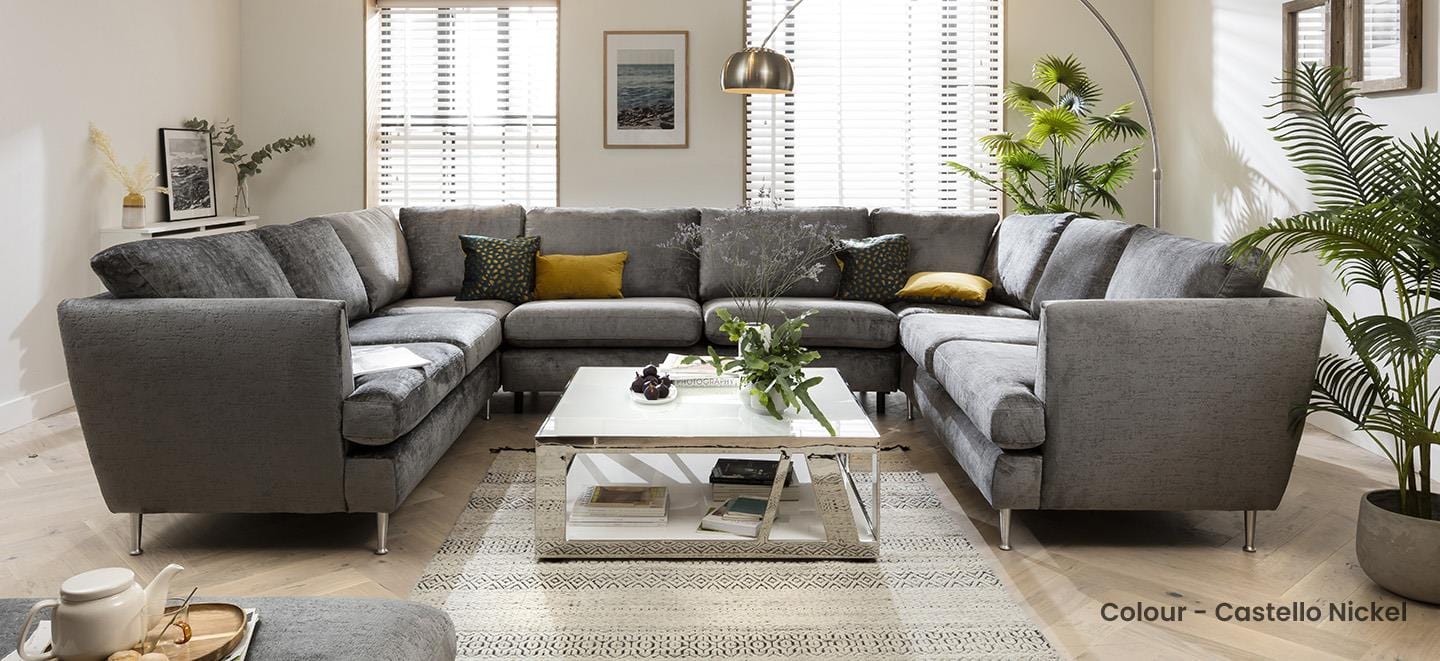 Quatropi 7 Seater Modular U-Shape Sofa - Open End Cinema Sofa, Tessa 365x260cm