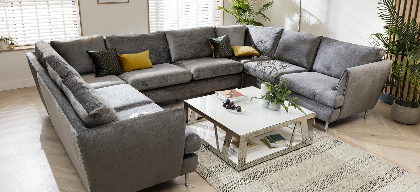 Quatropi 7 Seater Modular U-Shape Sofa - Open End Cinema Sofa, Tessa 365x260cm