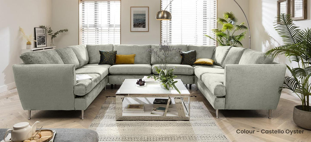 Quatropi 7 Seater Modular U-Shape Sofa - Open End Cinema Sofa, Tessa 365x260cm