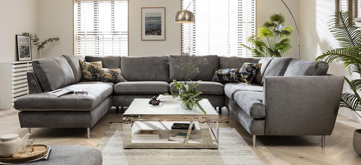 Quatropi 7 Seater Modular U-Shape Sofa - Open End Cinema Sofa, Tessa 369x260cm