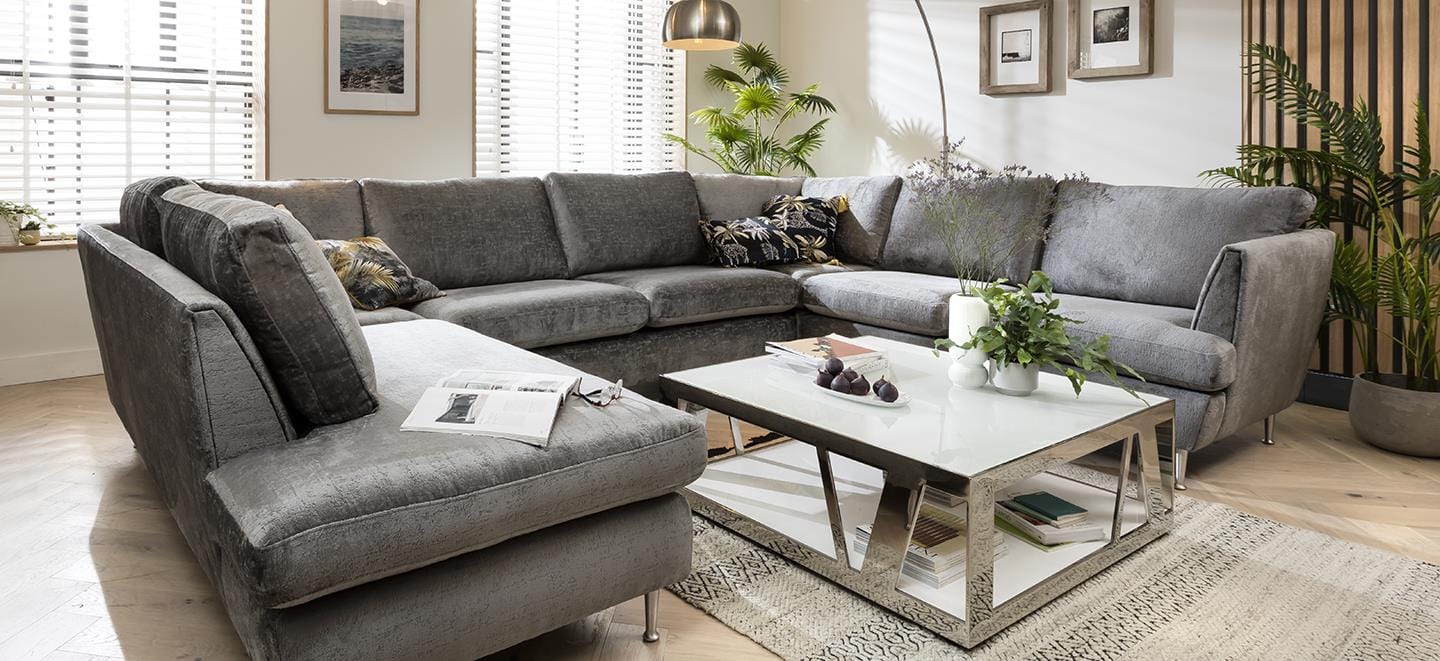 Quatropi 7 Seater Modular U-Shape Sofa - Open End Cinema Sofa, Tessa 369x260cm