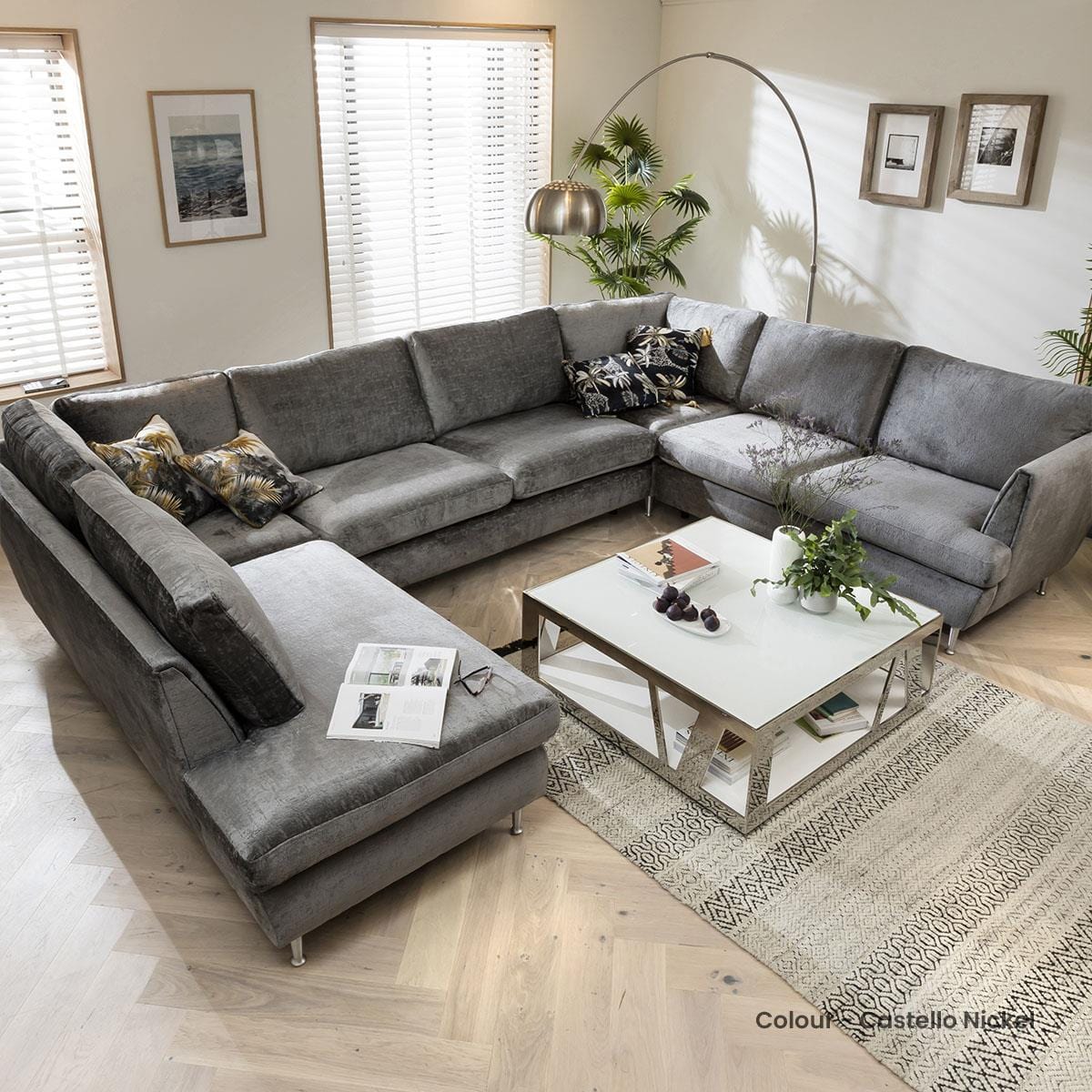 Quatropi 7 Seater Modular U-Shape Sofa - Open End Cinema Sofa, Tessa 369x260cm