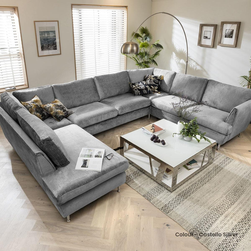 Quatropi 7 Seater Modular U-Shape Sofa - Open End Cinema Sofa, Tessa 369x260cm