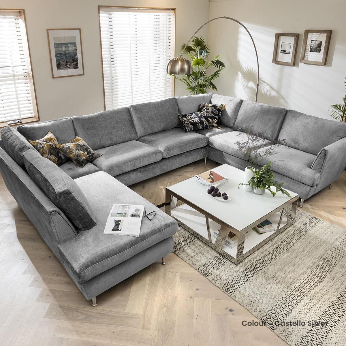 Quatropi 7 Seater Modular U-Shape Sofa - Open End Cinema Sofa, Tessa 369x260cm