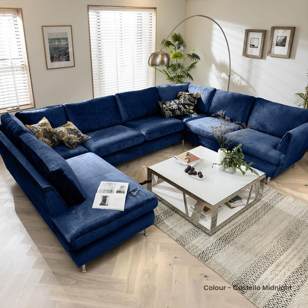 Quatropi 7 Seater Modular U-Shape Sofa - Open End Cinema Sofa, Tessa 369x260cm