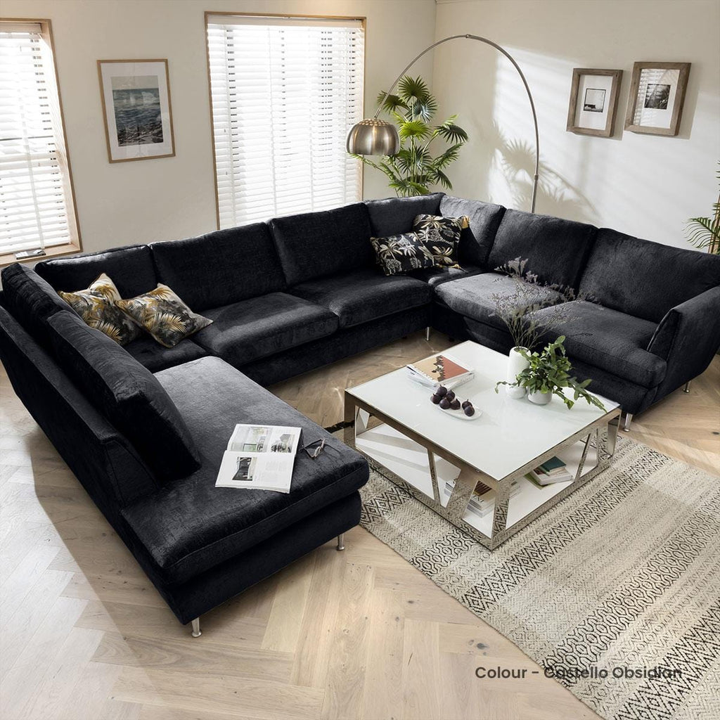 Quatropi 7 Seater Modular U-Shape Sofa - Open End Cinema Sofa, Tessa 369x260cm