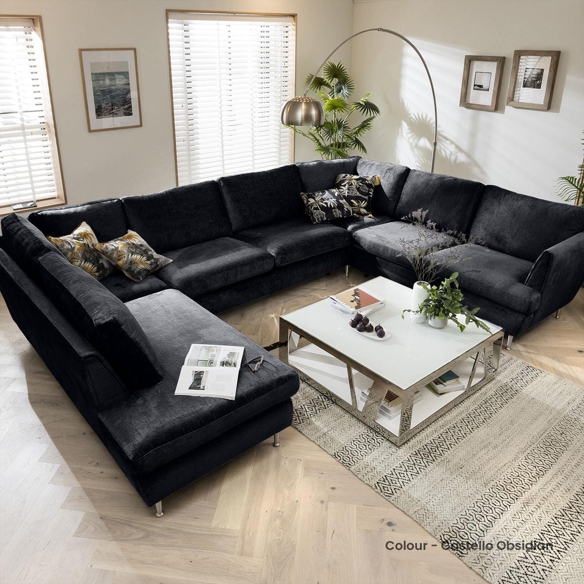 Quatropi 7 Seater Modular U-Shape Sofa - Open End Cinema Sofa, Tessa 369x260cm