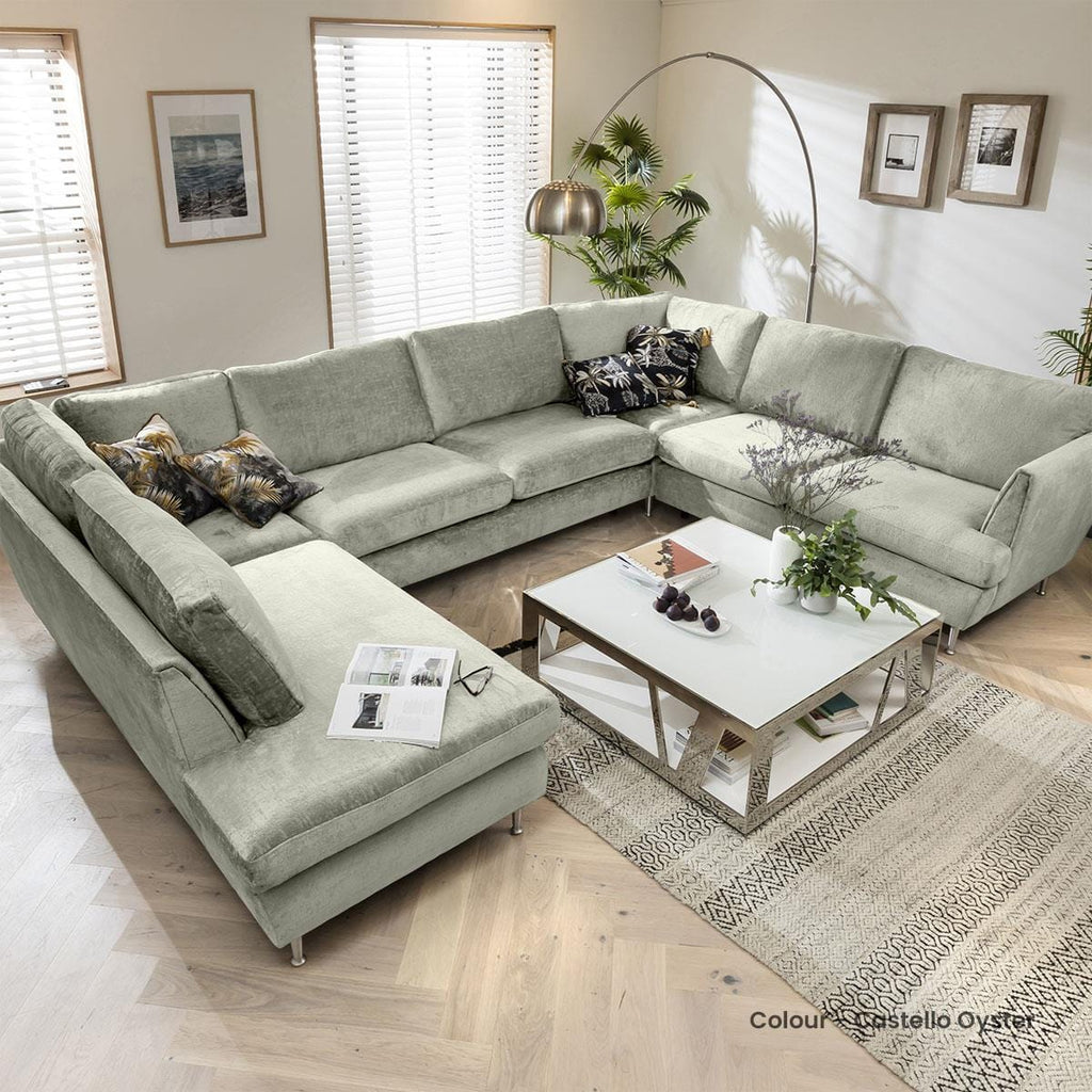 Quatropi 7 Seater Modular U-Shape Sofa - Open End Cinema Sofa, Tessa 369x260cm