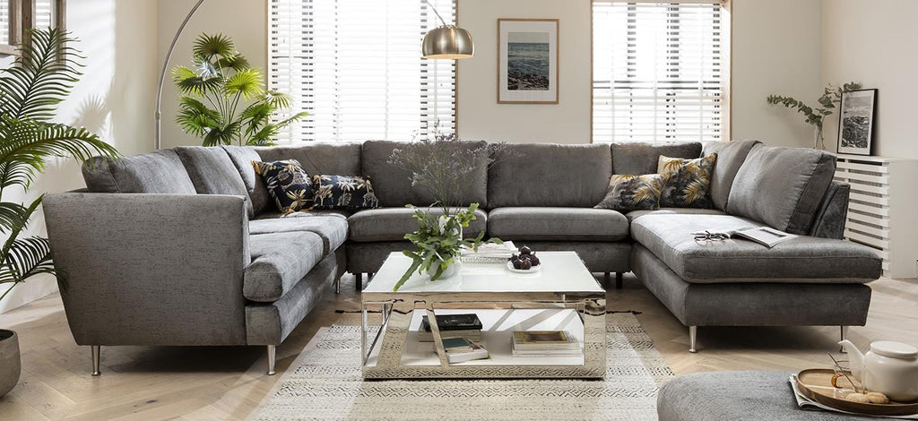 Quatropi 7 Seater Modular U-Shape Sofa - Open Ended Cinema Sofa, Tessa 369x260cm