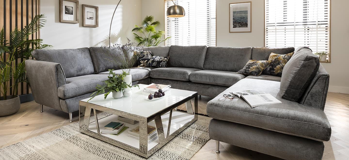 Quatropi 7 Seater Modular U-Shape Sofa - Open Ended Cinema Sofa, Tessa 369x260cm