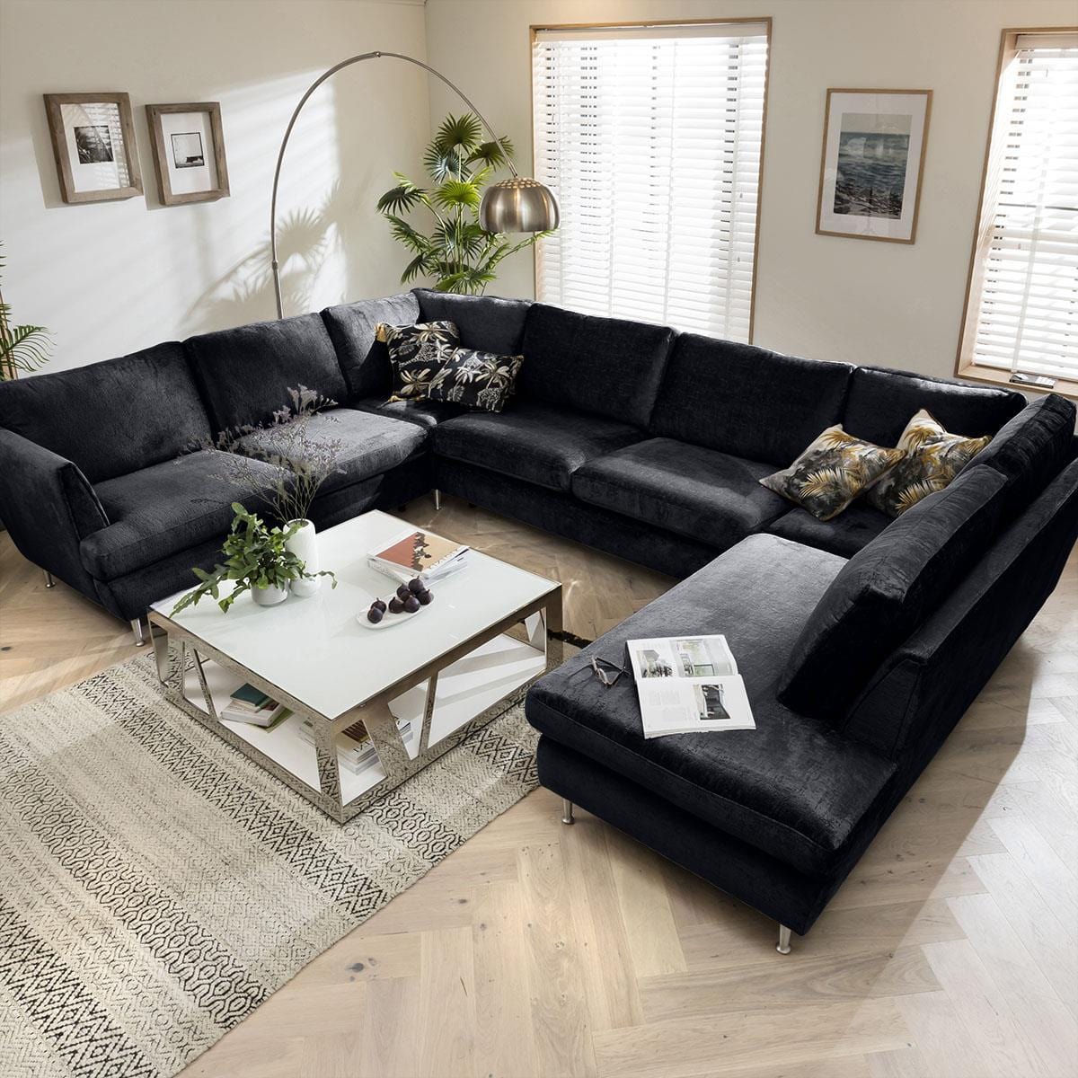 Quatropi 7 Seater Modular U-Shape Sofa - Open Ended Cinema Sofa, Tessa 369x260cm