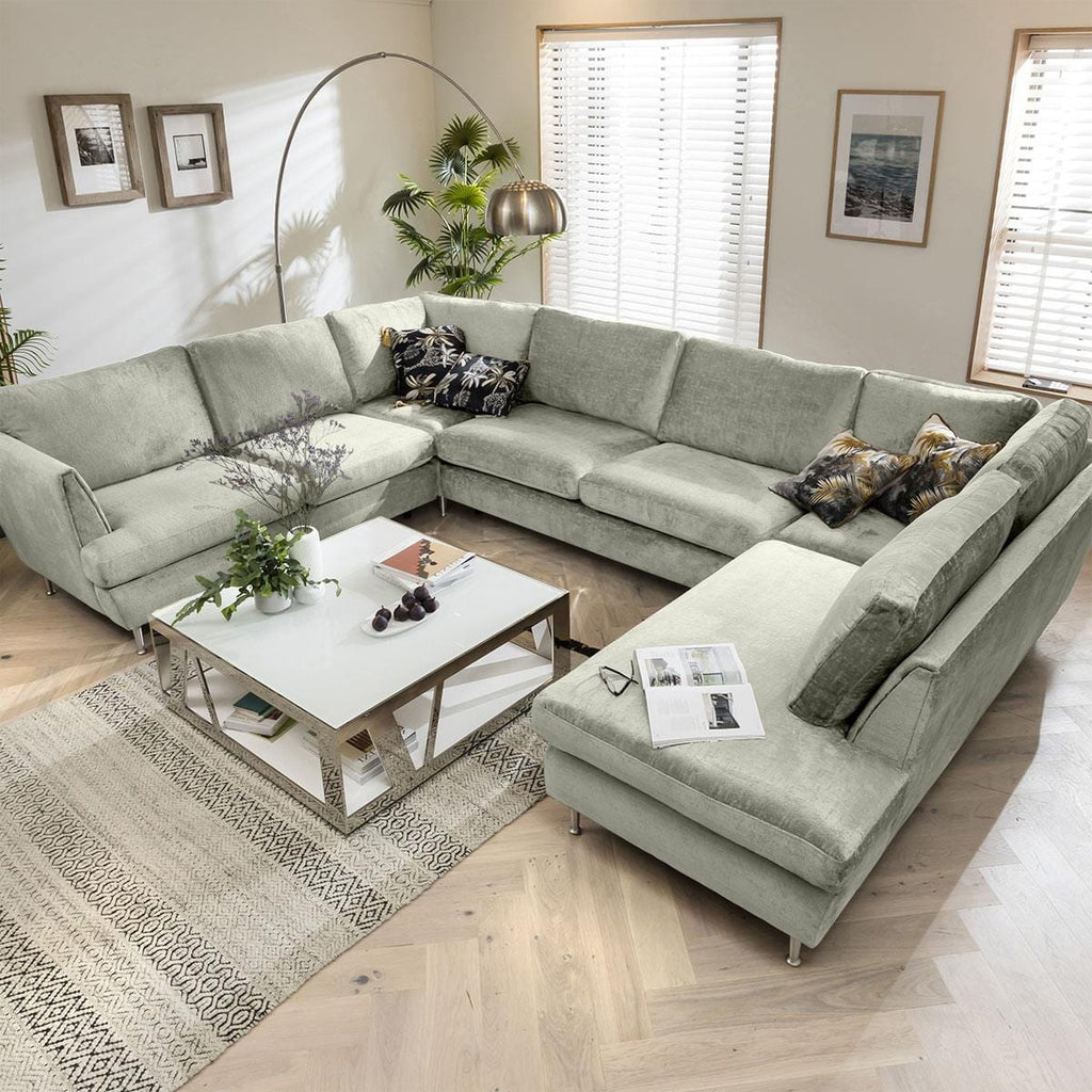 Quatropi 7 Seater Modular U-Shape Sofa - Open Ended Cinema Sofa, Tessa 369x260cm