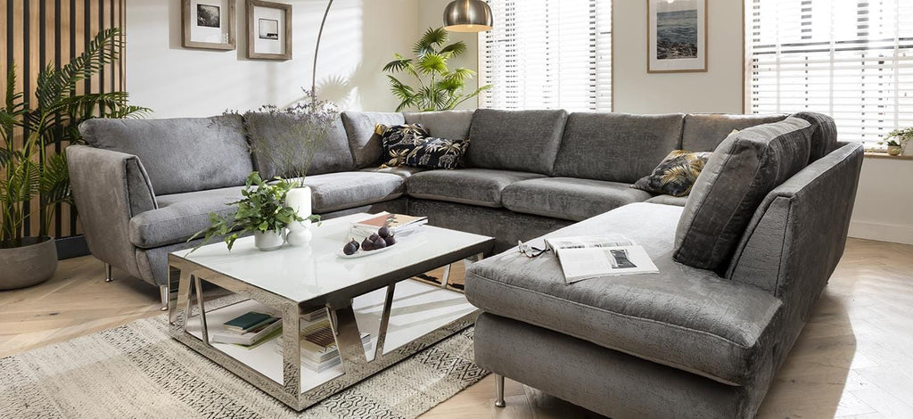 Quatropi 7 Seater Modular U-Shape Sofa - Open Ended Cinema Sofa, Tessa 369x260cm