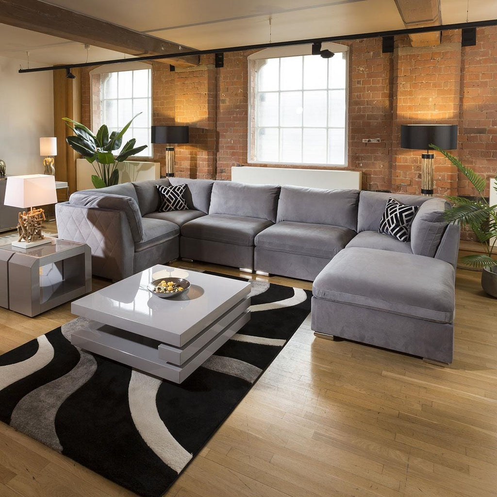 Quatropi 900mm Coffee Table Square Grey Gloss Modern Designer 7E