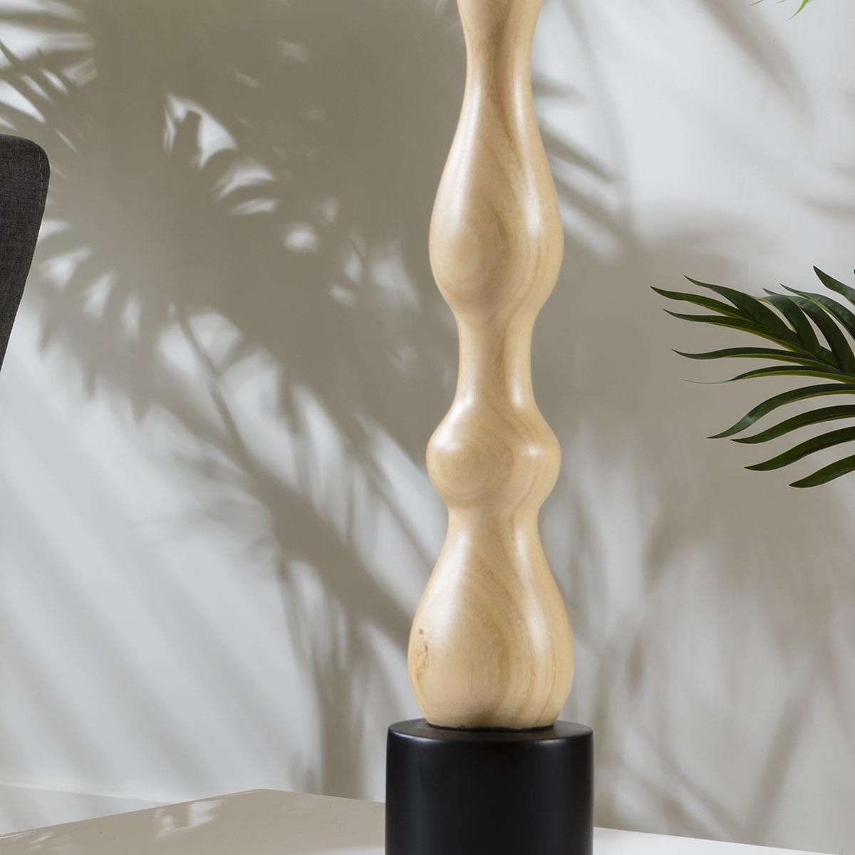 Quatropi Carved Wooden Candle Holder 42cm