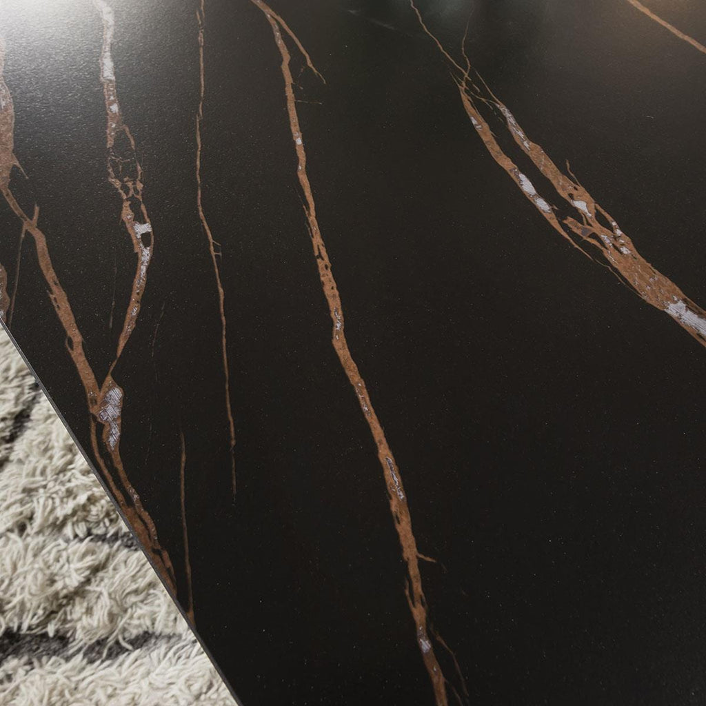 Quatropi Coffee Table Grey & Gold Stone Effect on Stainless Steel Legs