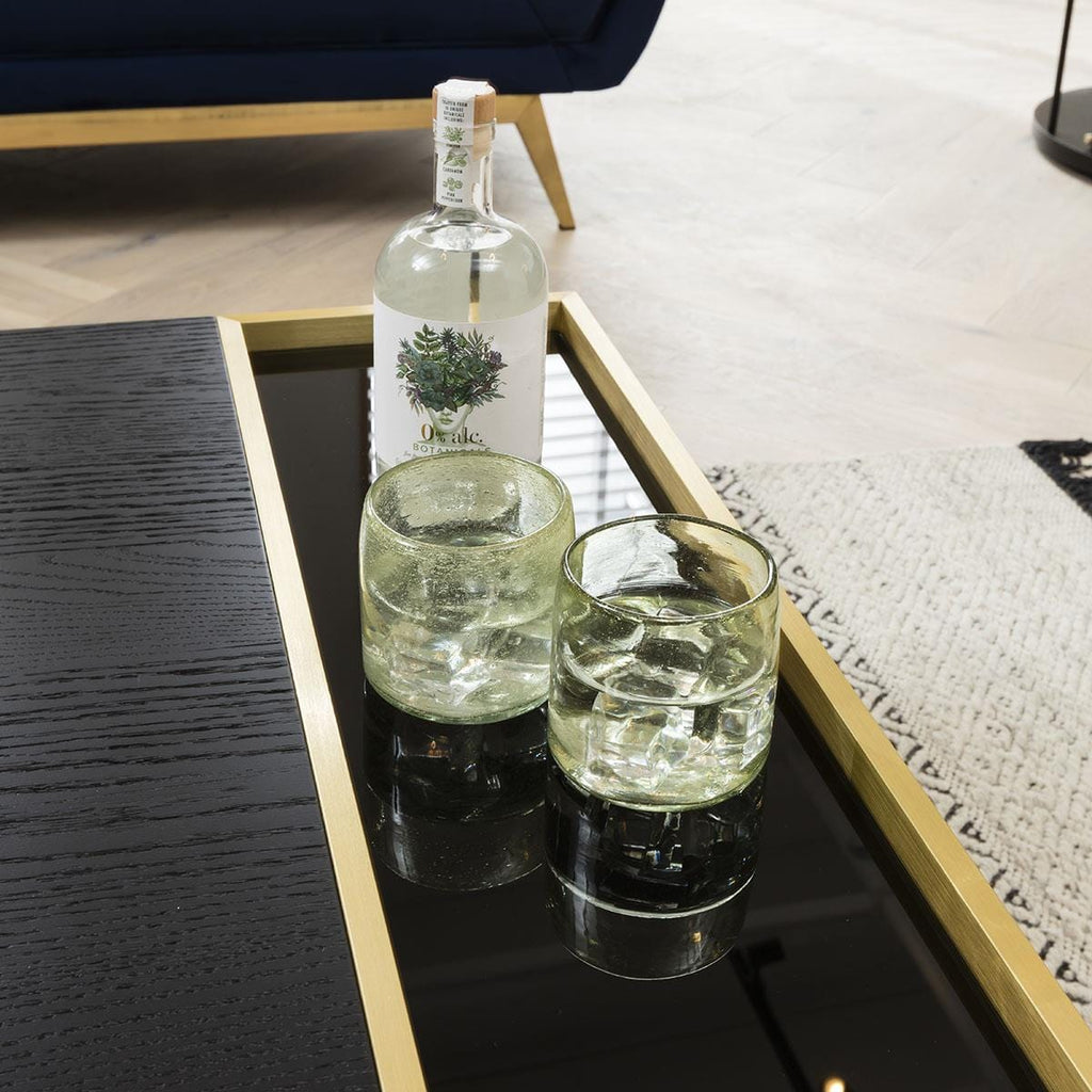 Quatropi Coffee Table Rectangular Black Oak & Glass with Aluminium Accents