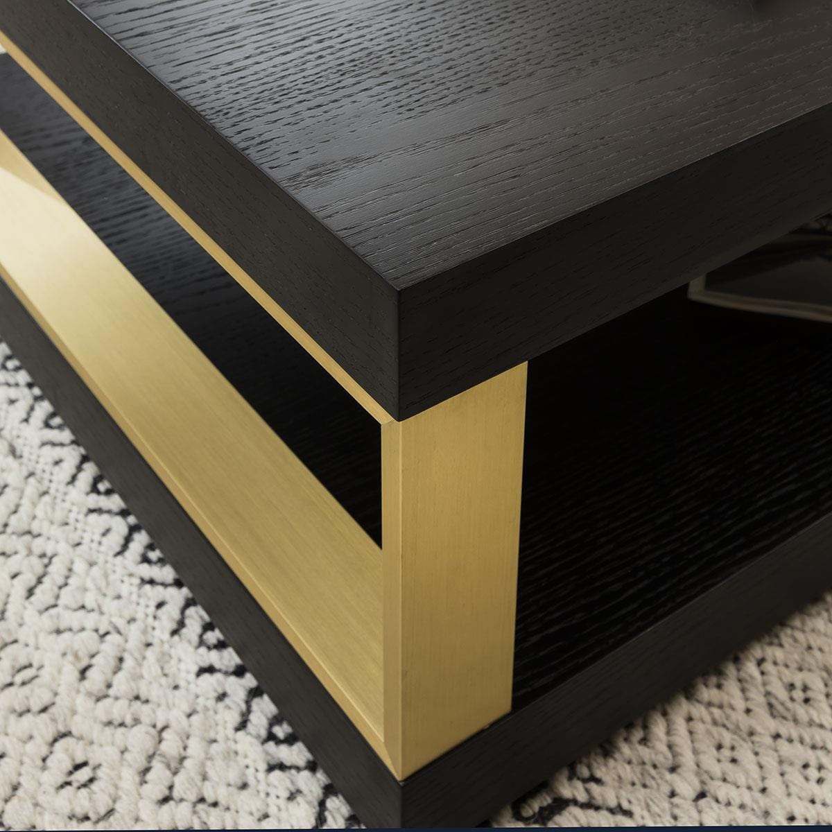 Quatropi Coffee Table Rectangular Black Oak & Glass with Aluminium Accents