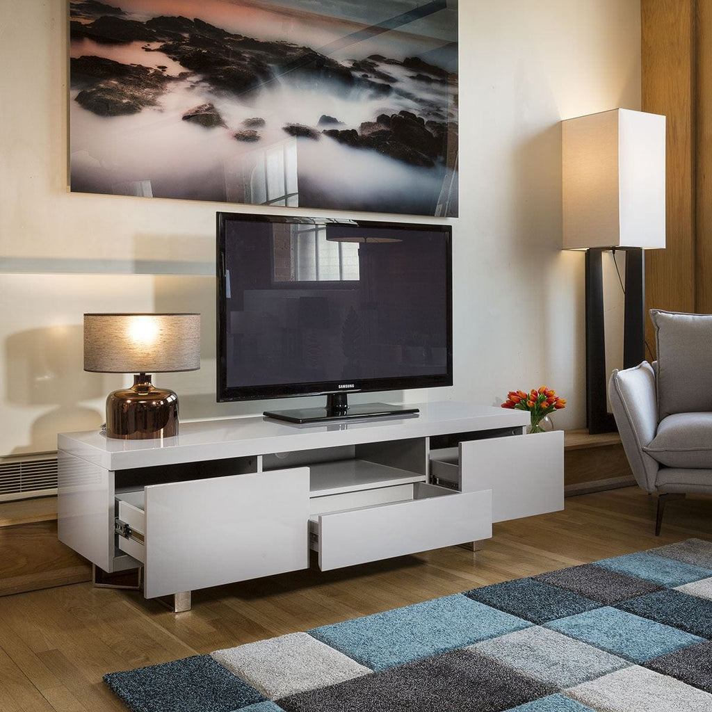 Quatropi Designer Darcy TV Stand / Cabinet Unit 1.6mtr Grey Gloss