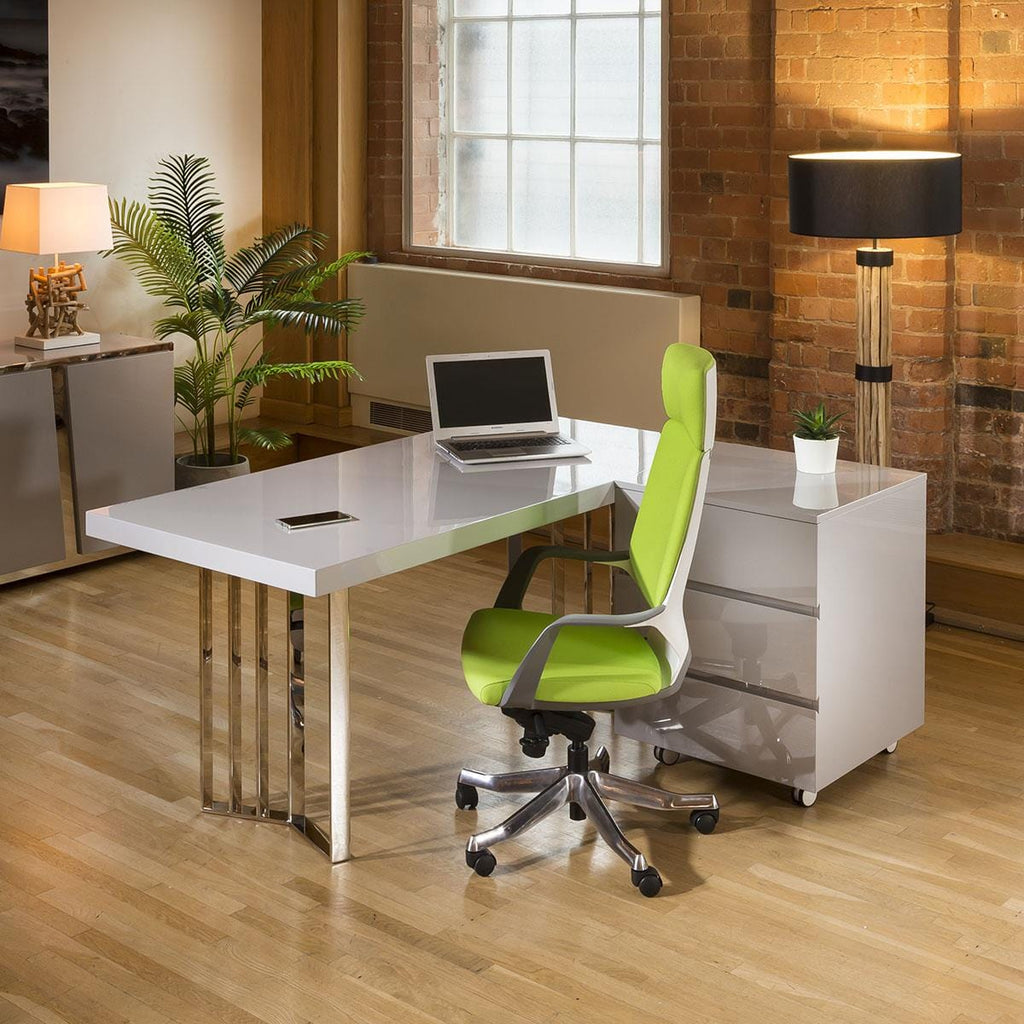 Quatropi Designer Linea Chest Of 3 Drawer Grey Gloss 3 Drawers & Wheels