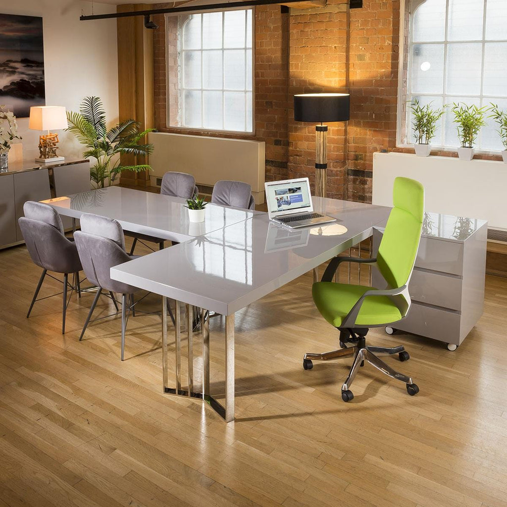 Quatropi Designer Linea Chest Of 3 Drawer Grey Gloss 3 Drawers & Wheels