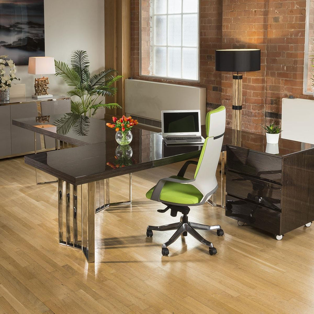 Quatropi Designer Linea Chest Of 3 Drawers Smoked Oak & Wheels