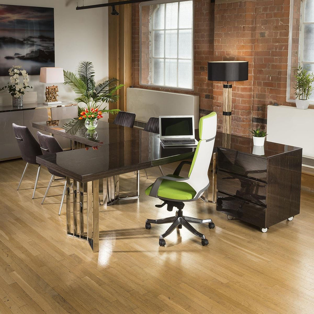 Quatropi Designer Linea Chest Of 3 Drawers Smoked Oak & Wheels