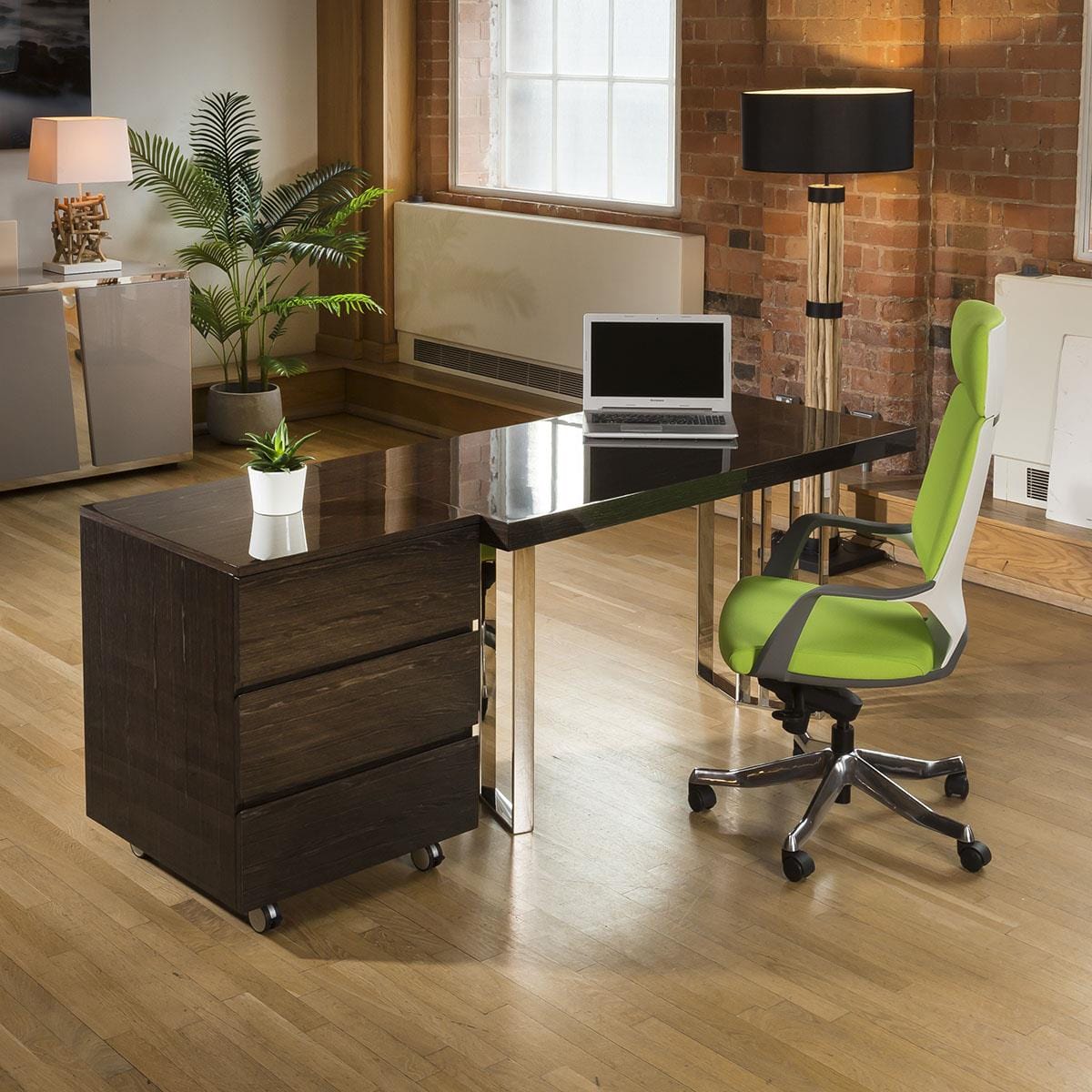 Quatropi Designer Linea Chest Of 3 Drawers Smoked Oak & Wheels