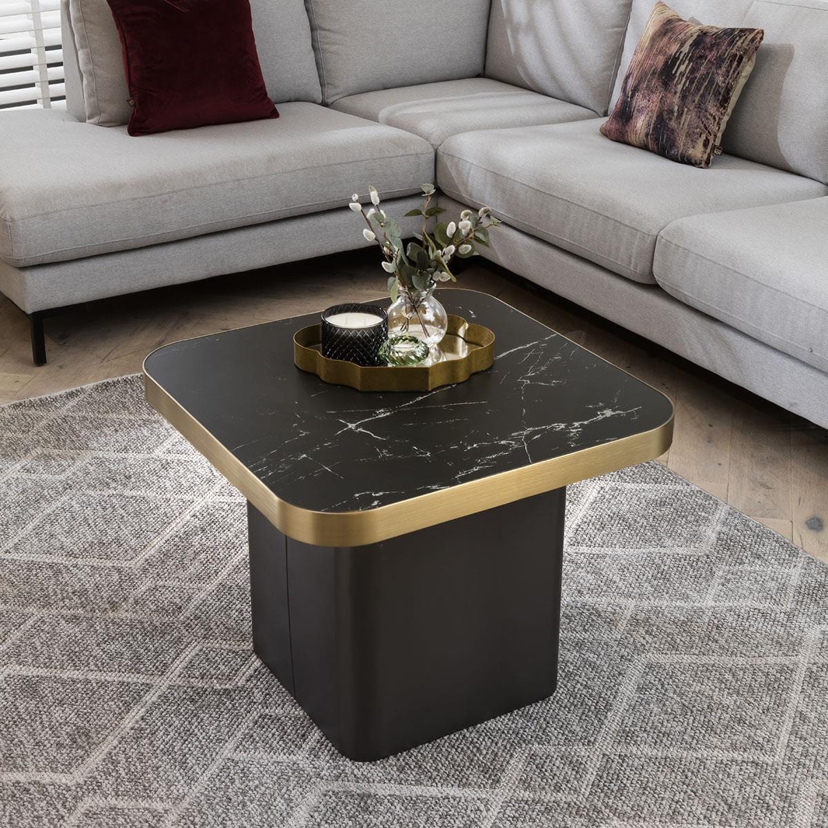 Tesoro Luxury Square Side Table Black