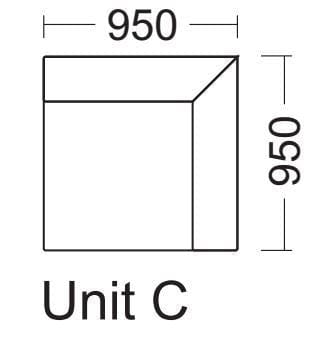 Quatropi Grande Range 'C' Modular Sofa Settee Square Corner Section.