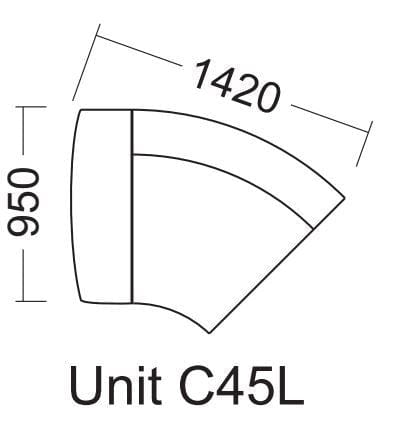 Quatropi Grande Range C45L Modular Sofa Settee Rounded Armed Section.