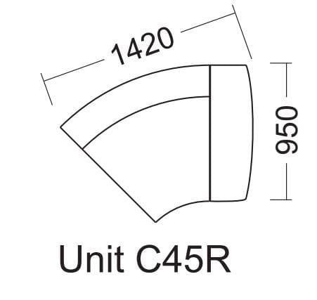 Quatropi Grande Range C45R Modular Sofa Settee Rounded Armed Section.