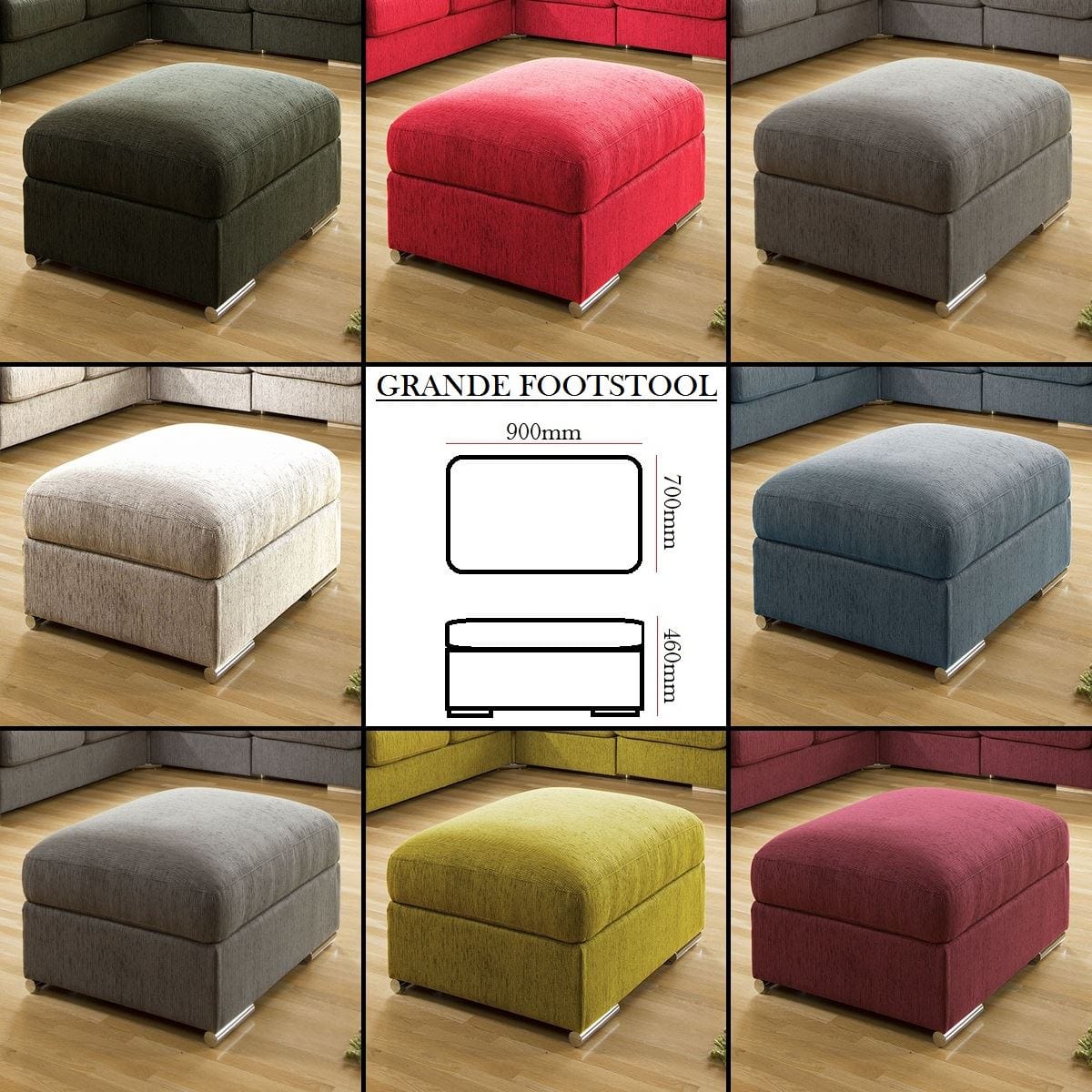 Quatropi Grande Range Footstool Made to Order Any Fabric 700x900mm
