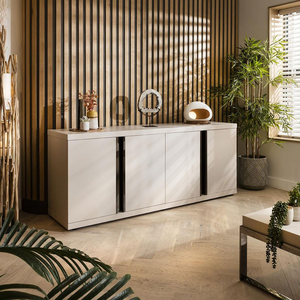 Quatropi Large Modern Sideboard Matte Chalk 200cm - 4 Door Cabinet 200cm