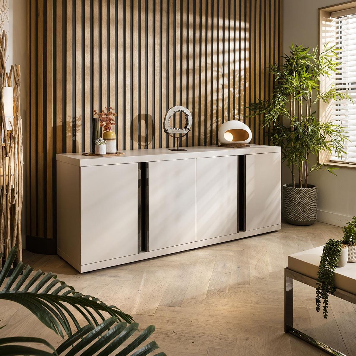 Quatropi Large Modern Sideboard Matte Chalk 200cm - 4 Door Cabinet 200cm